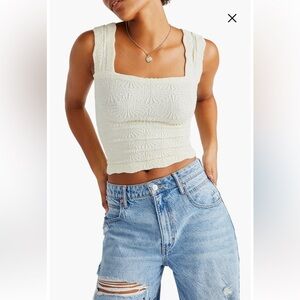 Free People 🤍 love letter Ivory white Women's Textured tank Top NWT